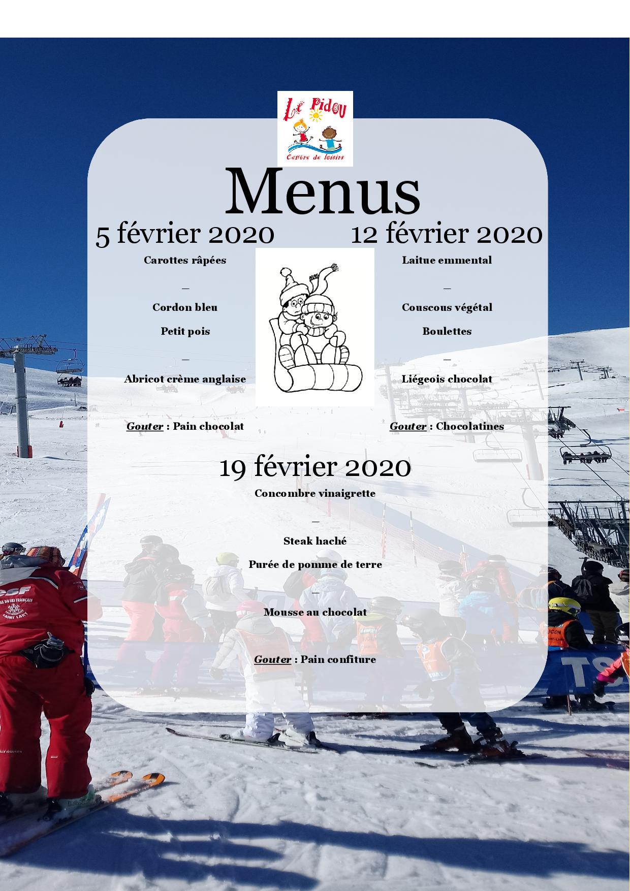 Menus mercredi 02 20