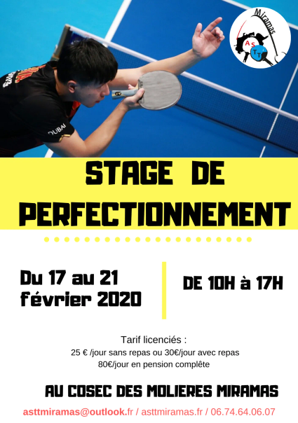 STAGE DU 17 AU 21 FEVRIER 2020