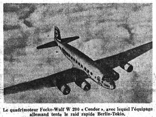 Fw 200 Condor Le Figaro 29 novembre 1938