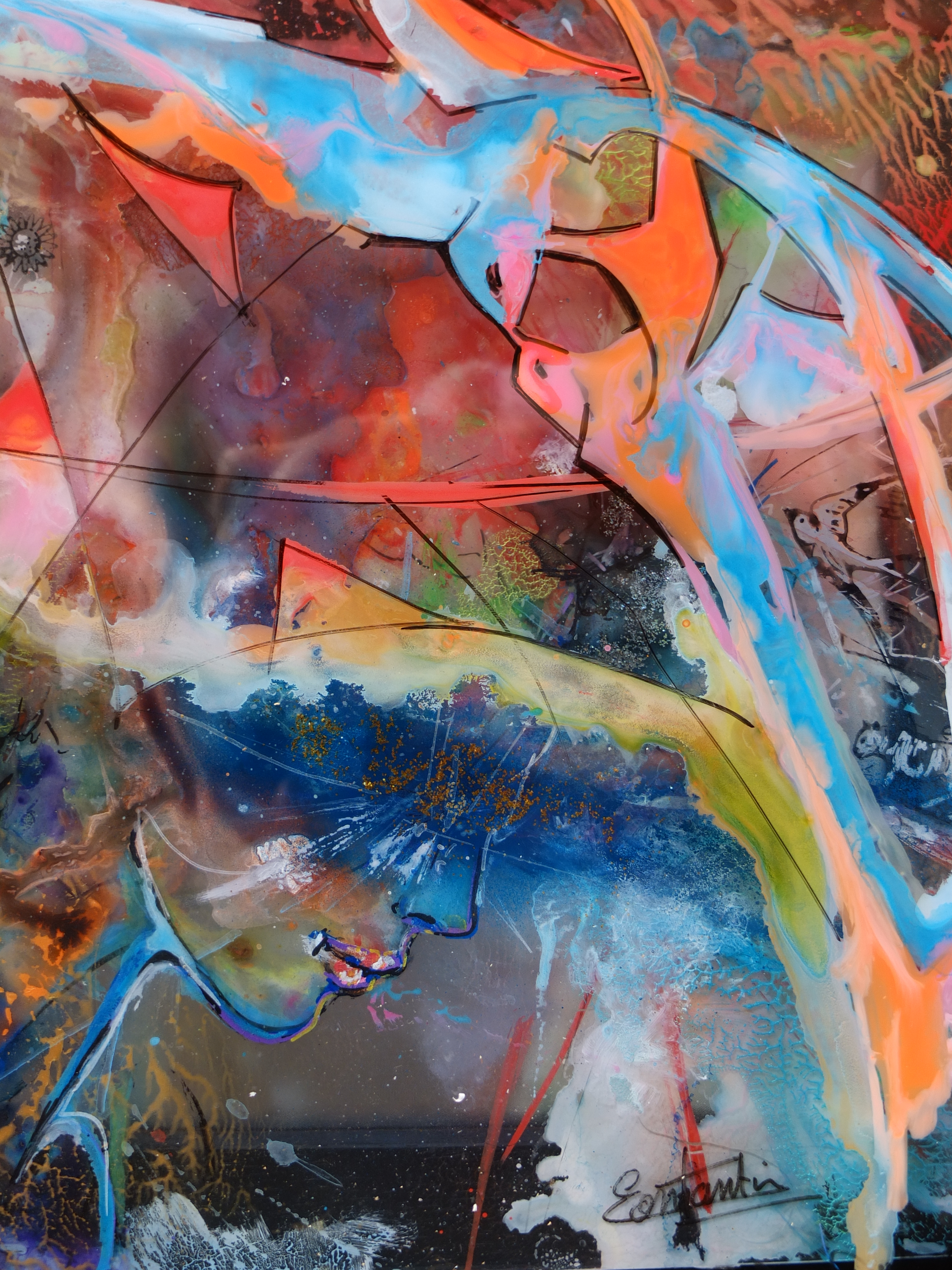 Tableau artistique d' Elisabeth Constantinen 3D multiplan Transparent