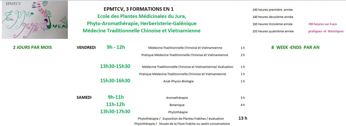 Programme cours des week ends 1