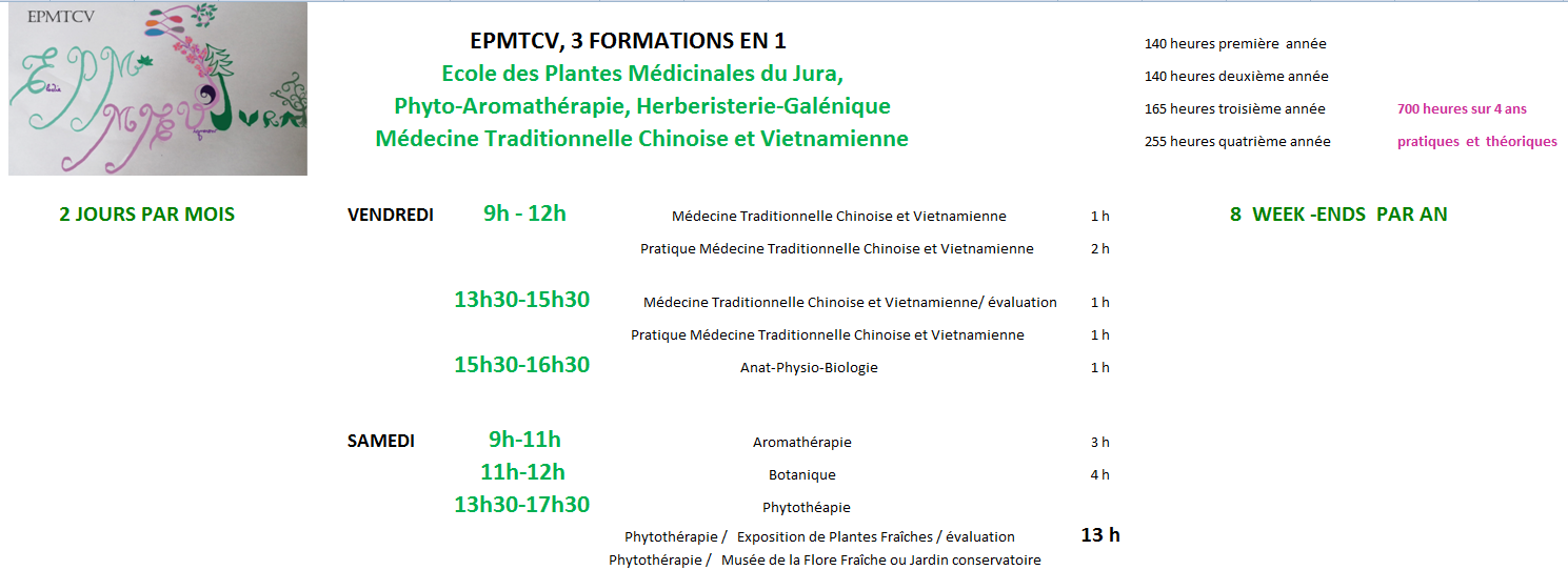Programme cours des week ends 1