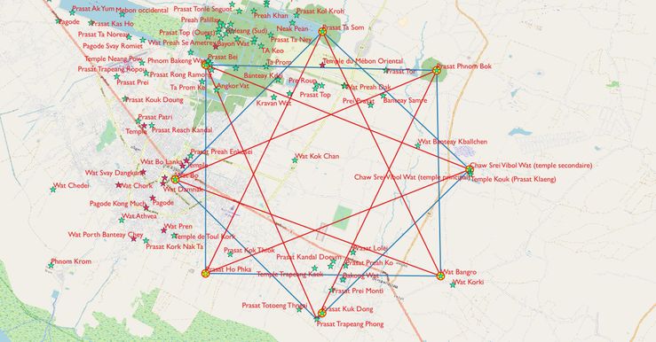 Les deux carrés concentriques (octogone) d'Angkor