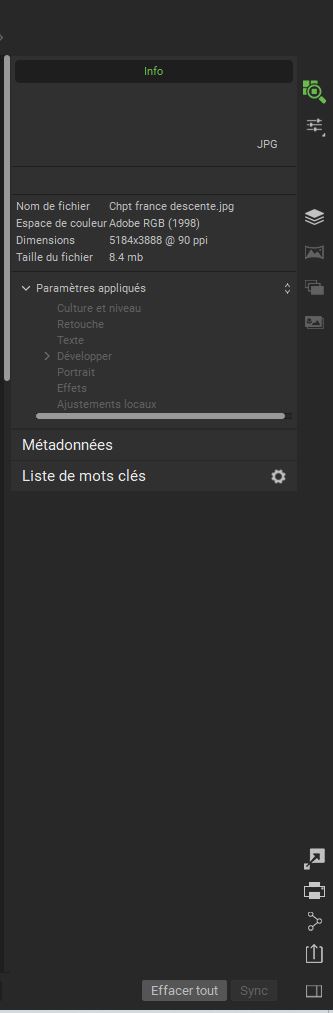 Un aperçu de toutes les informations disponibles et modifiables.