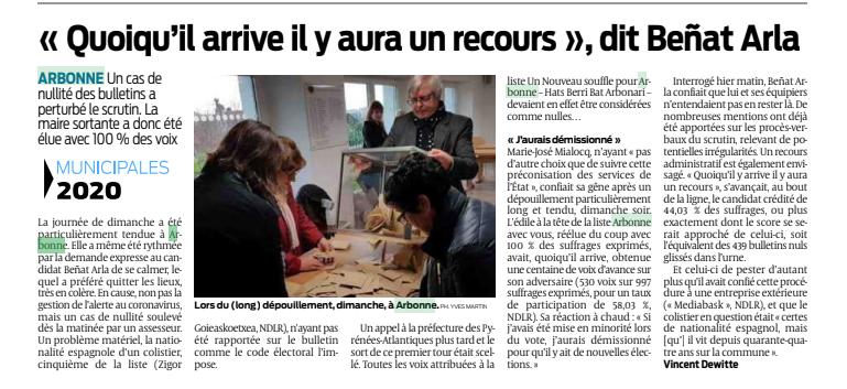 Article Sud Ouest du 17 mars 2020