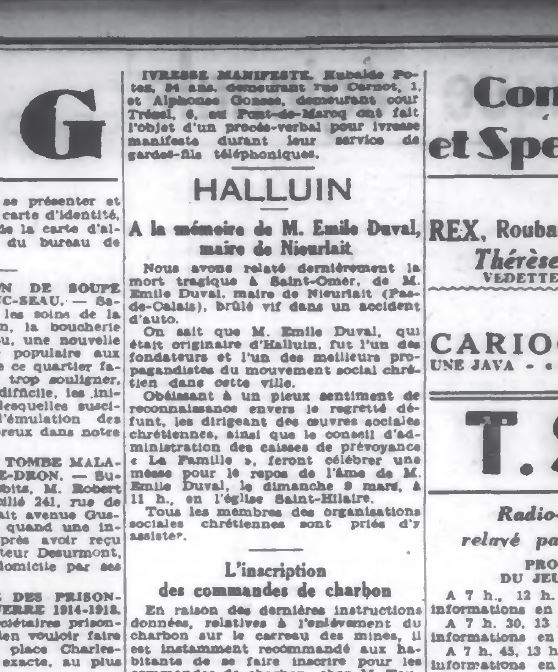 Extrait le journal de roubaix 03 1941 emile duval