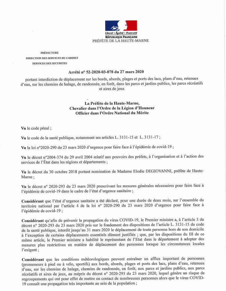 Arrete du 27032020 portant interdiction d acces 2162 Page 1