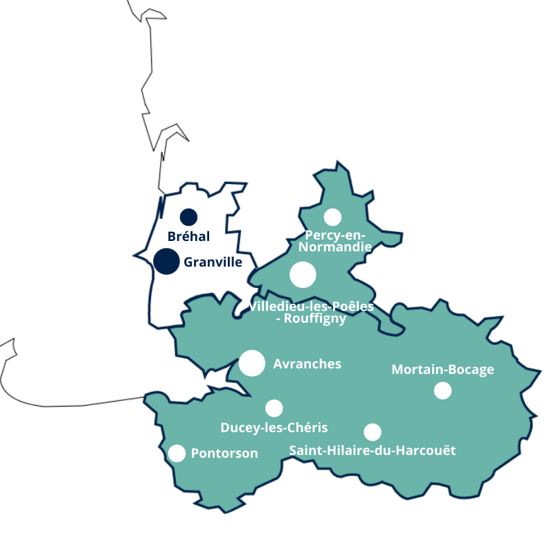 Carte territoire d'intervention Plateforme Initiative Pays de la Baie