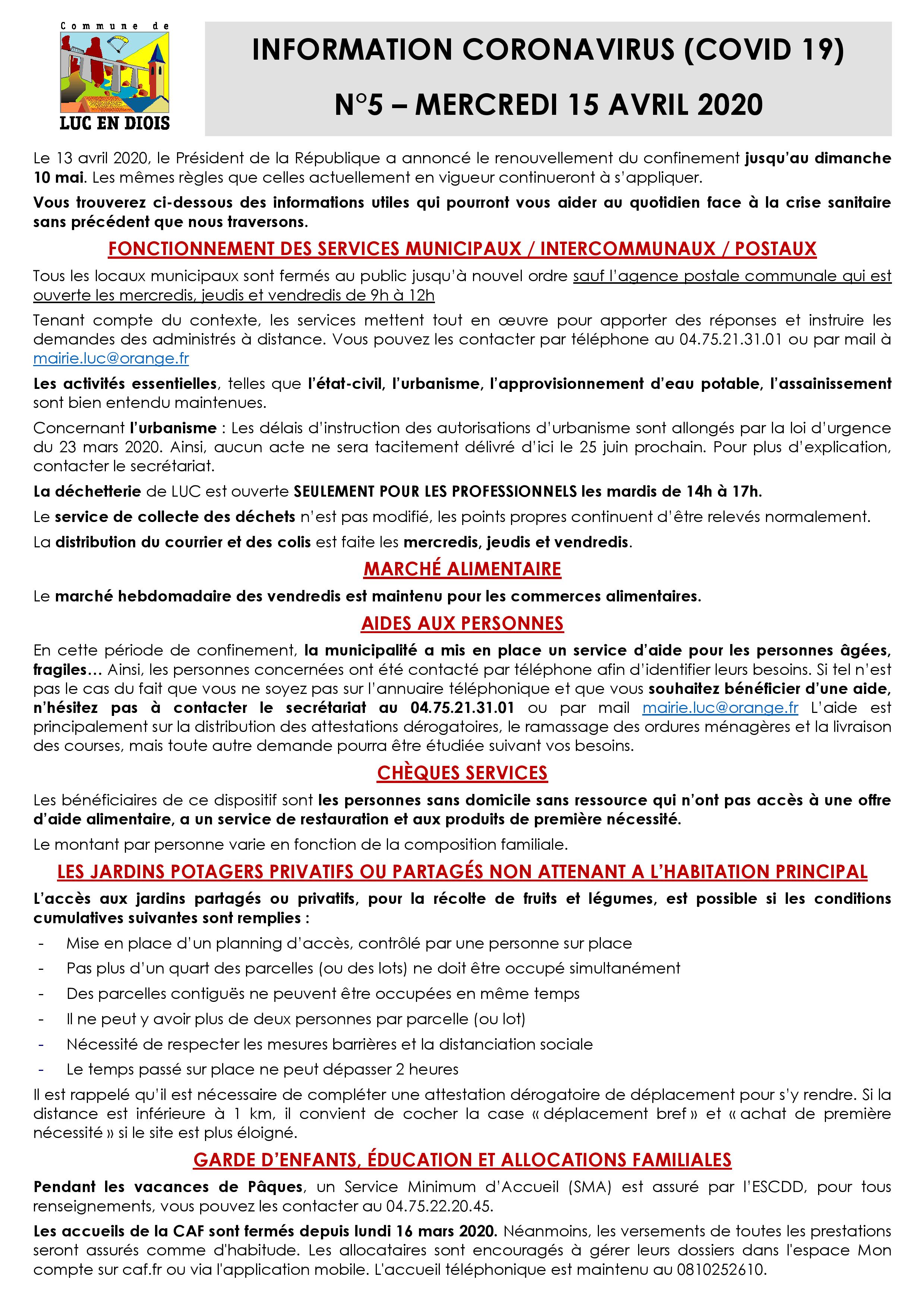 Covid-19 lettre 5