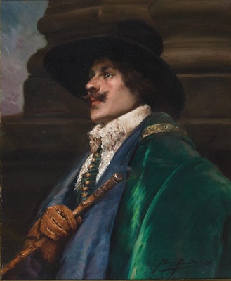 Alex de andreis cavalier in a green cloak