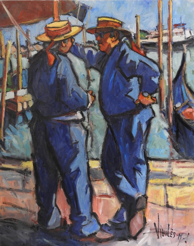 99 deux gondoliers en discussion 25f