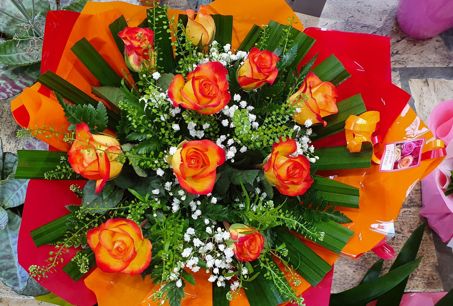 Bouquet rosettes orange 25 