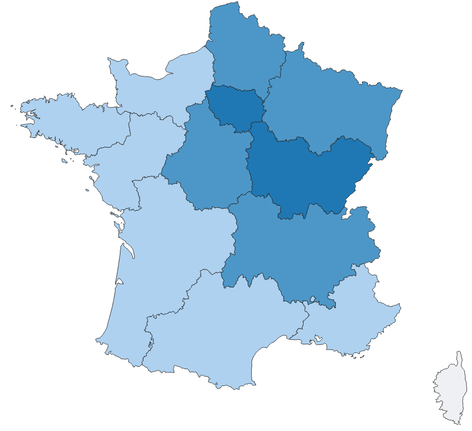 Carte france forage phreatech bleu