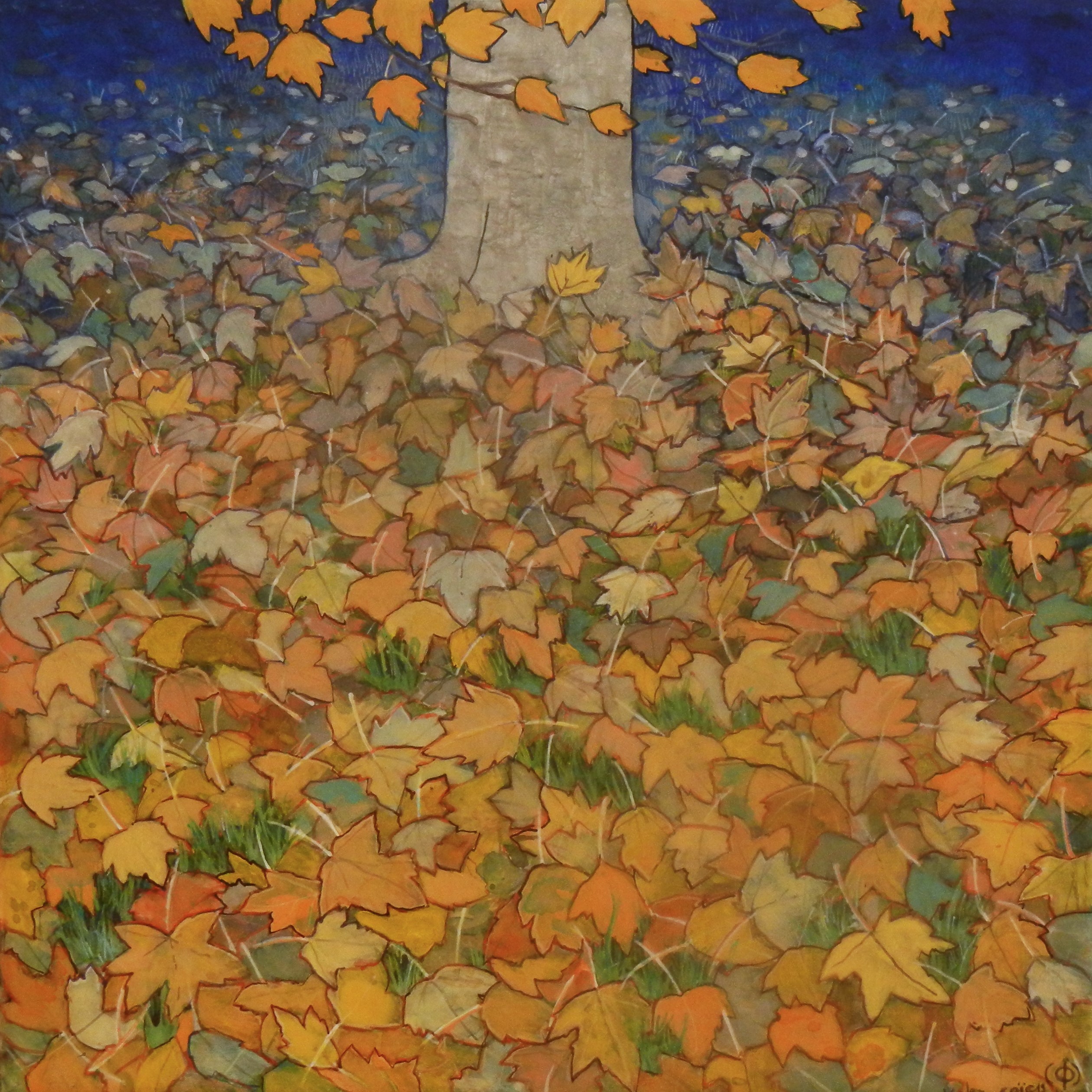 VENT D'AUTOMNE ( 30x30, liant vinyl et pigments sur toile)