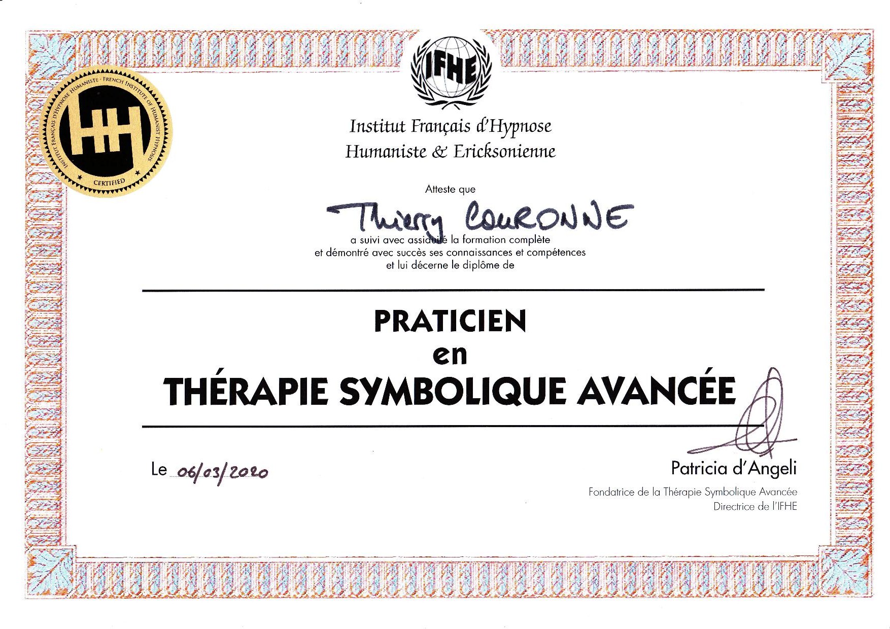 T couronne diplome praticien therapie symbolique avancee
