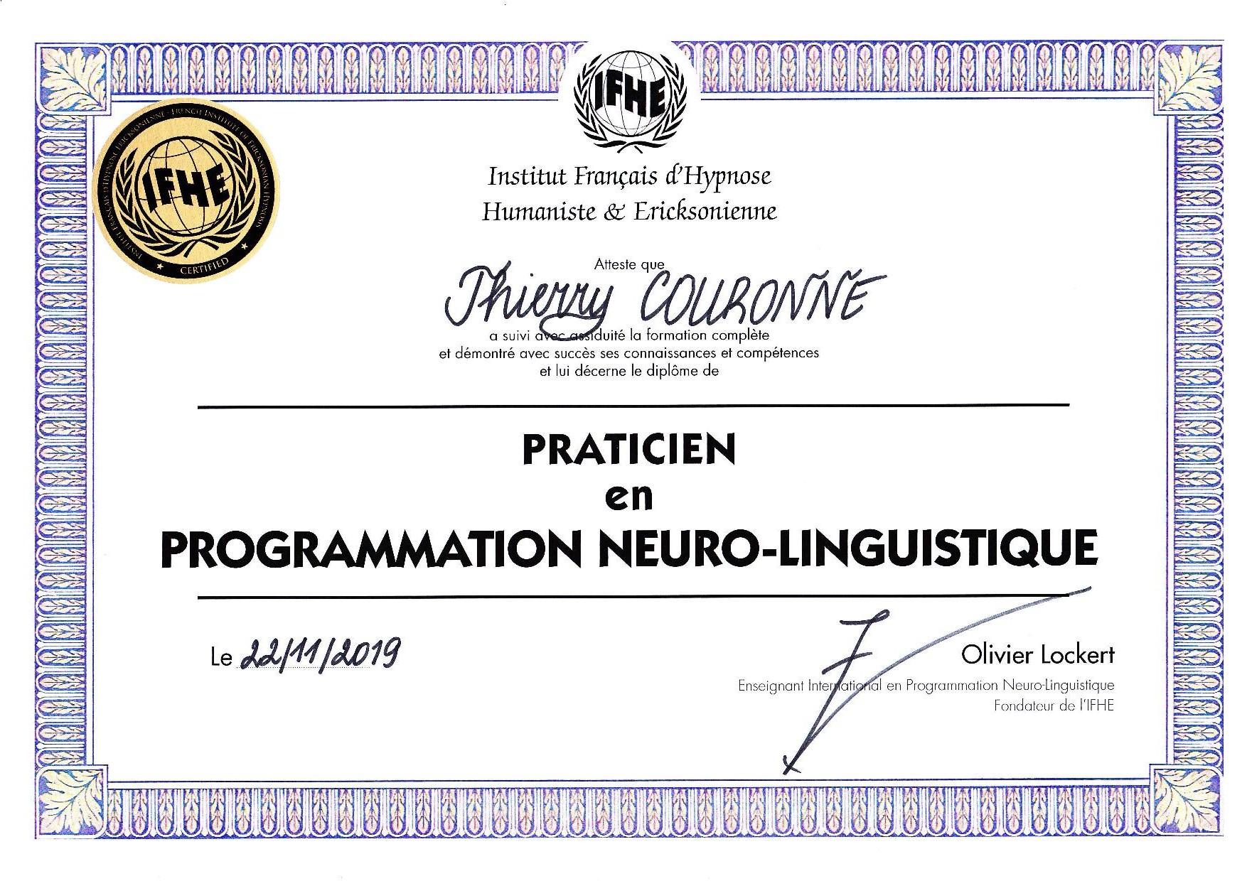 T couronne diplome praticien pnl