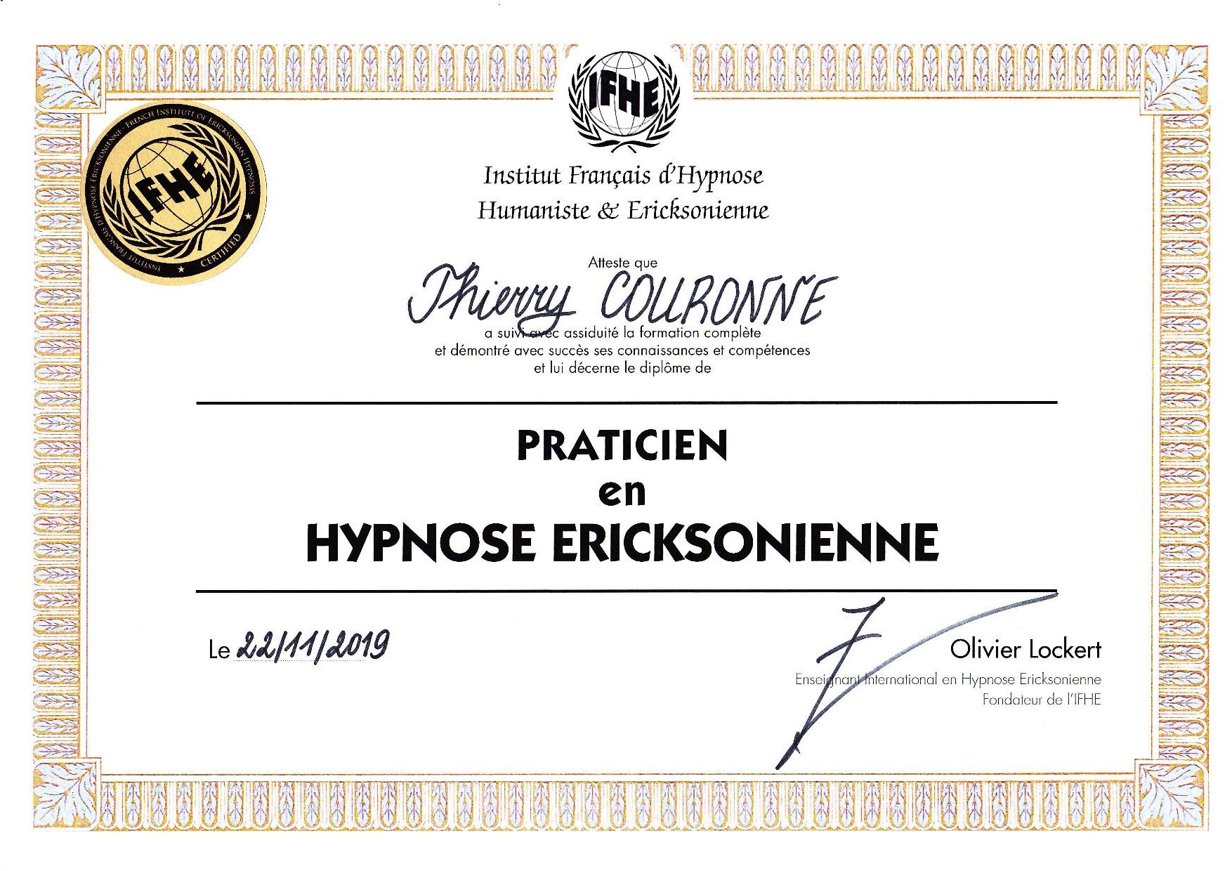 T couronne diplome praticien hypnose ericksonnienne