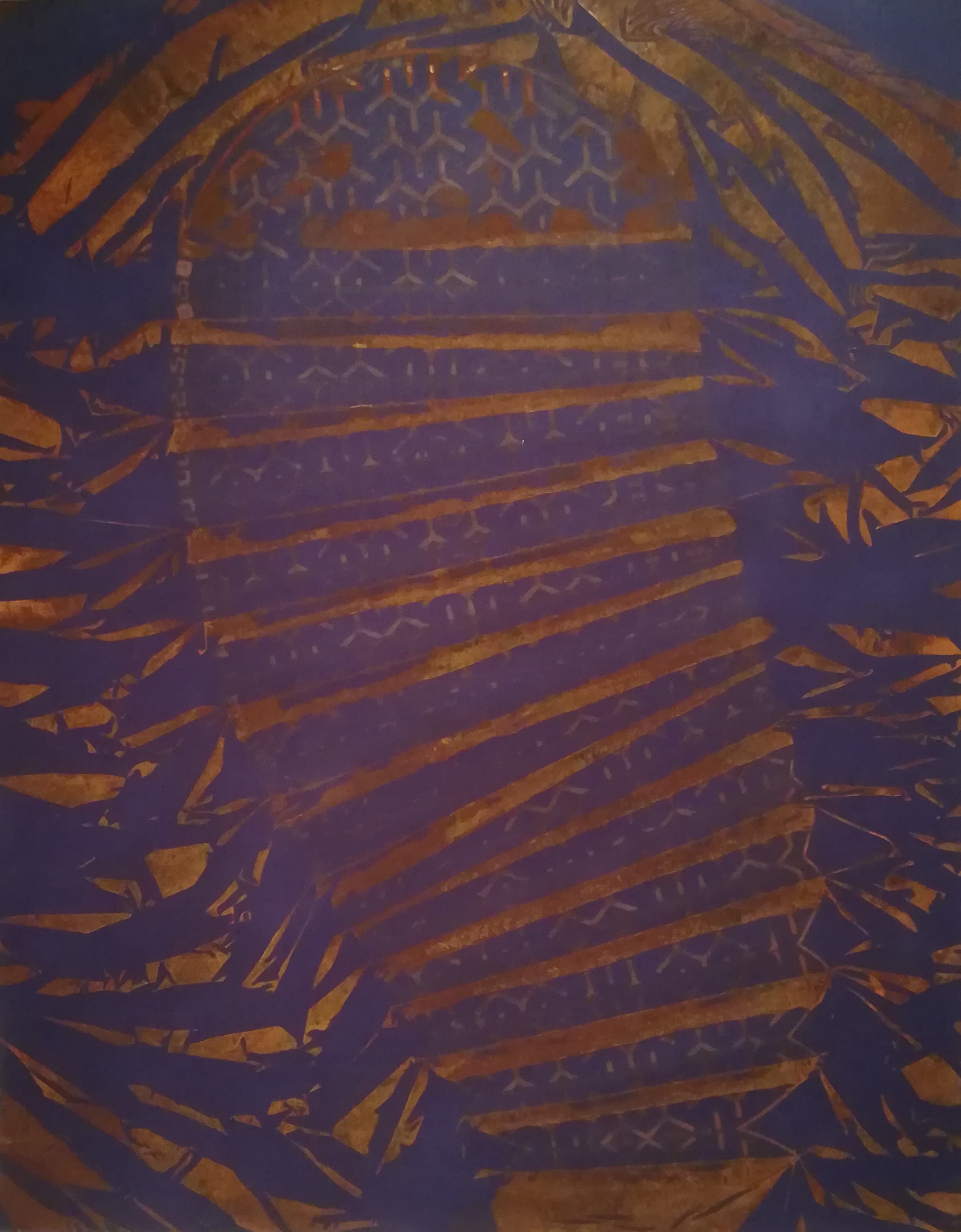 146 x 114 cm 2019 3 p fond bleu marine