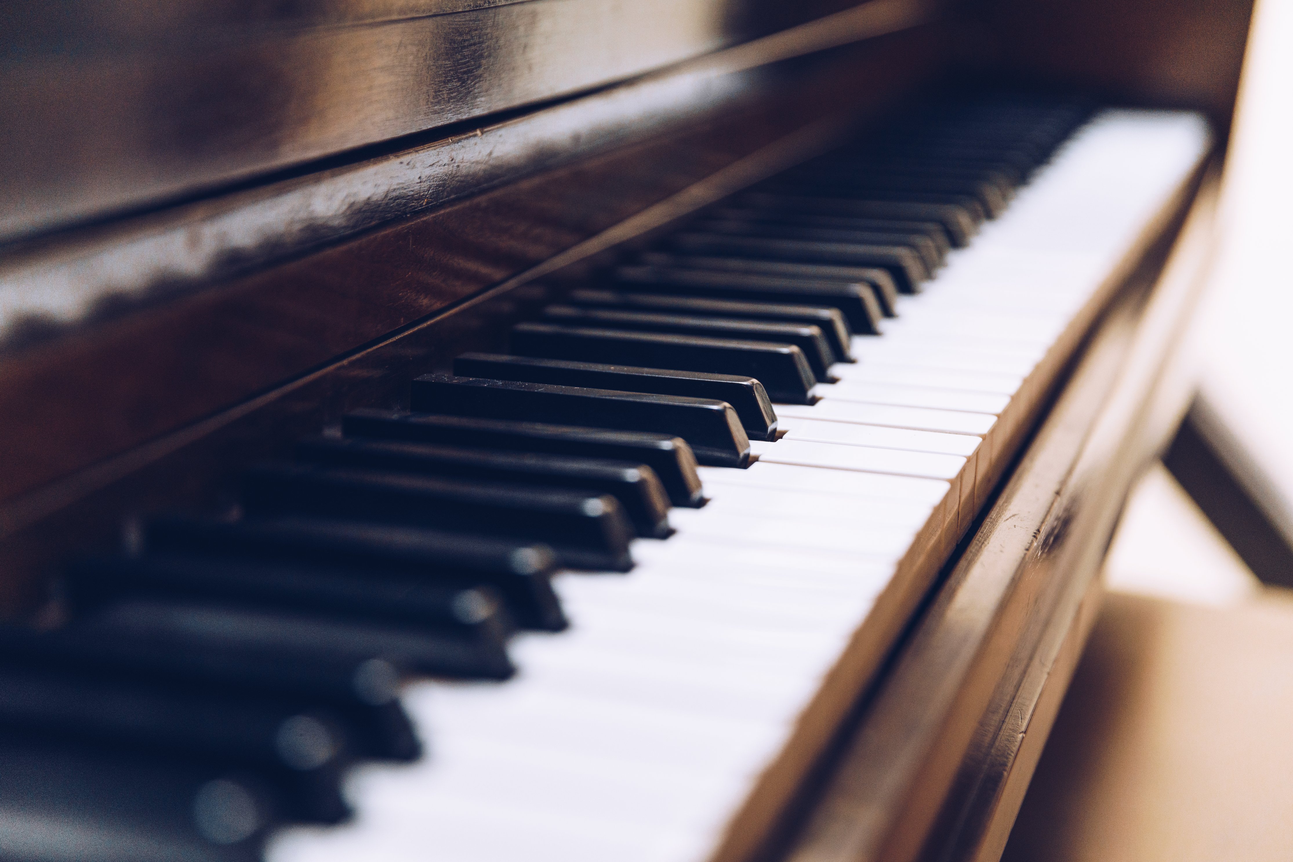 Piano keys close up