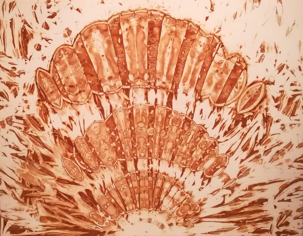  oeuvre tissu 130 x 114 cm 2019 3p beige