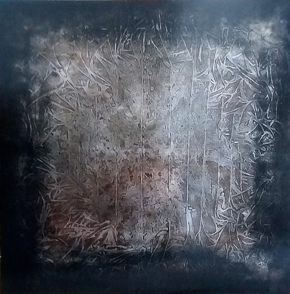 Oeuvre losange fond noir 100 x 100 cm mai 2020