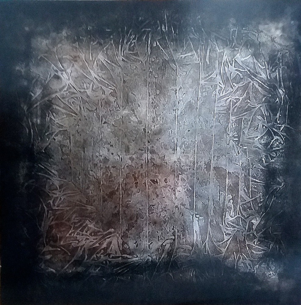 Oeuvre losange fond noir 100 x 100 cm mai 2020