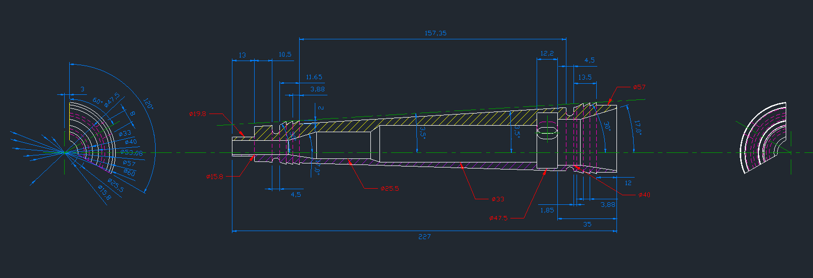 0150 rollssage mandrin conique 250mm model