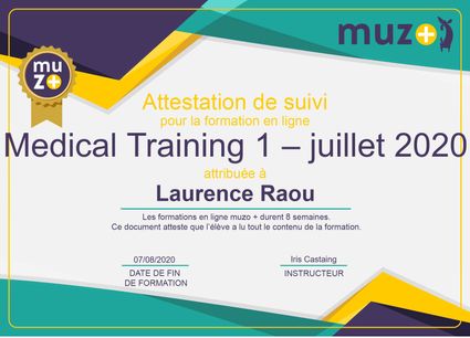 Attestation formation medical training muzo 