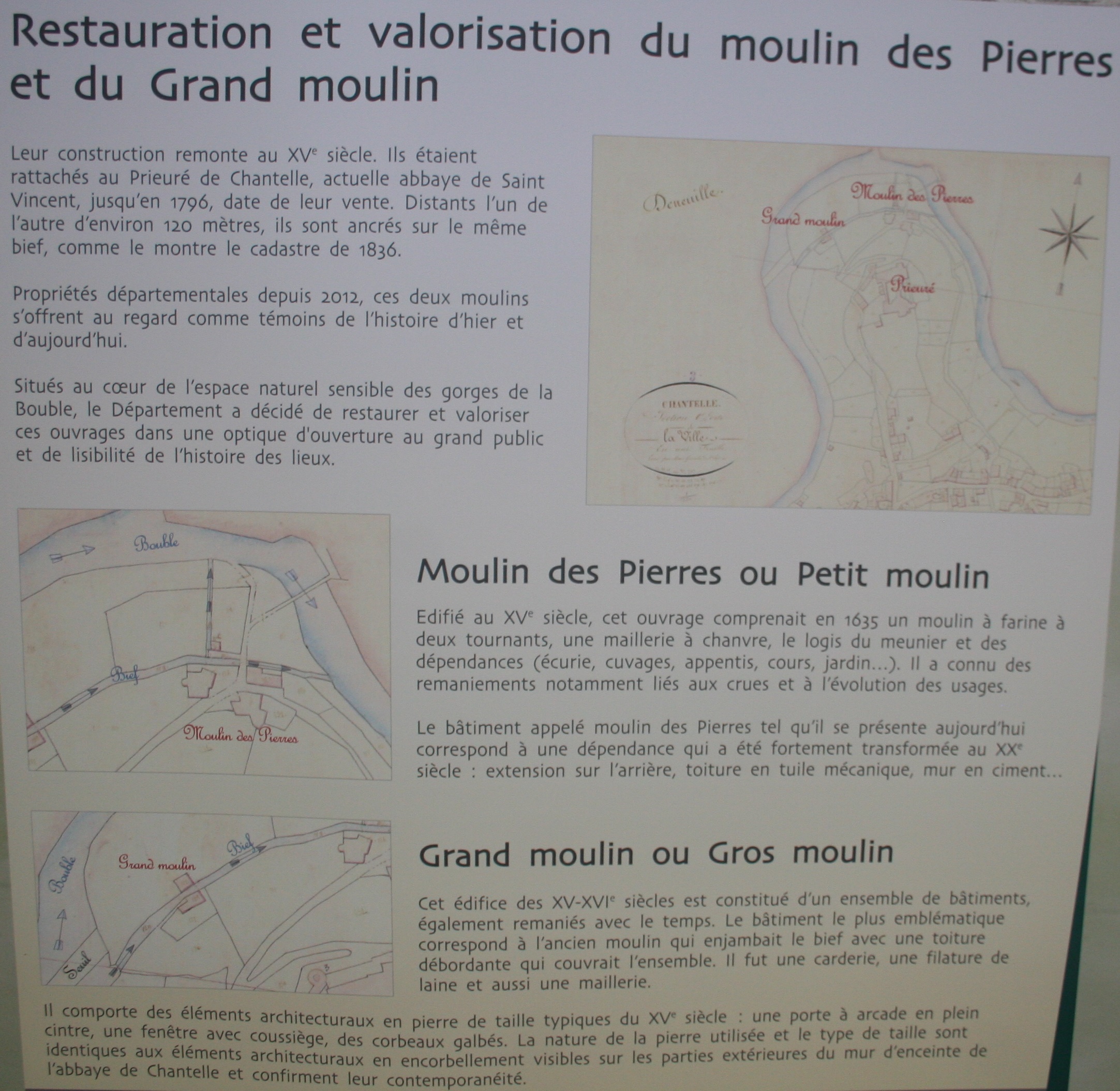 Le grand moulin et le moulin des pierres chantelle