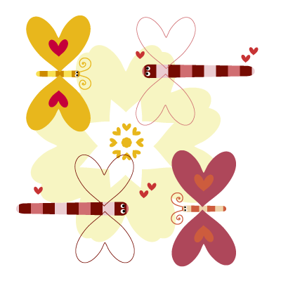 Libellule jaune fleurs