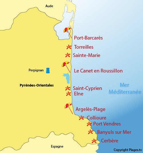 Carte-stations-balneaires-pyrenees-orientales-66