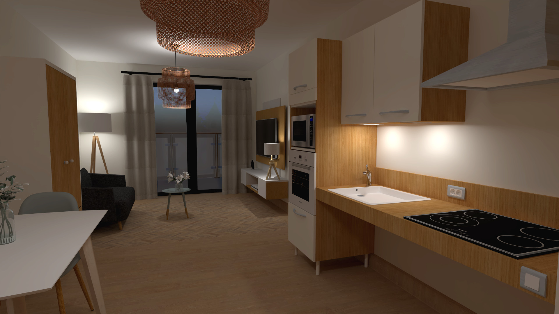 Sejour cuisine vue nuit 3g gerflor