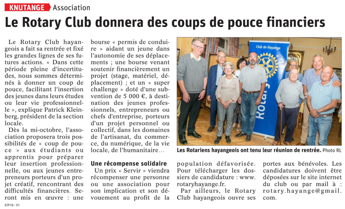 Les actions du RC Hayange présentées sur le RL du 21 septembre