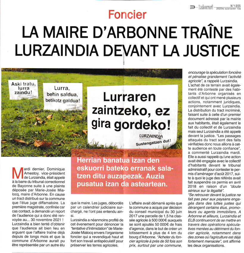 Article Laborari du 13 novembre 2020