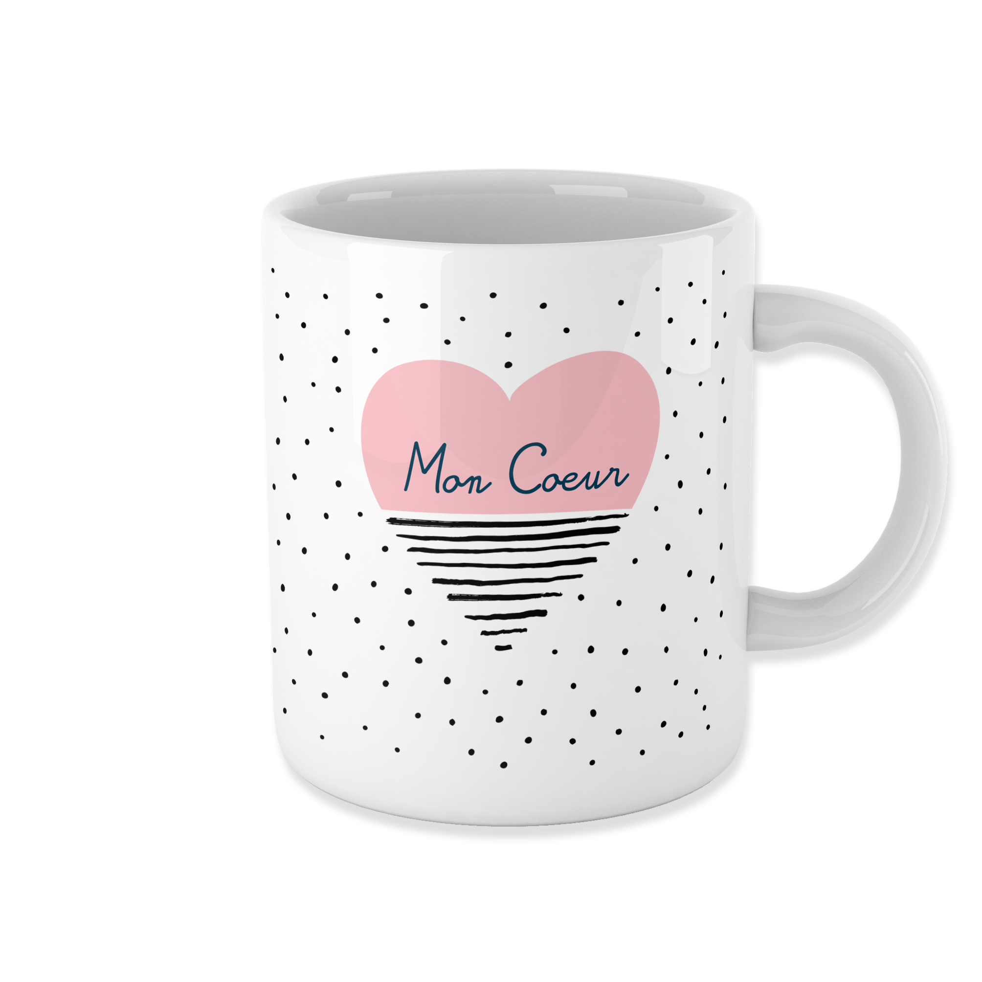 Mon coeur pois gris coeur rose