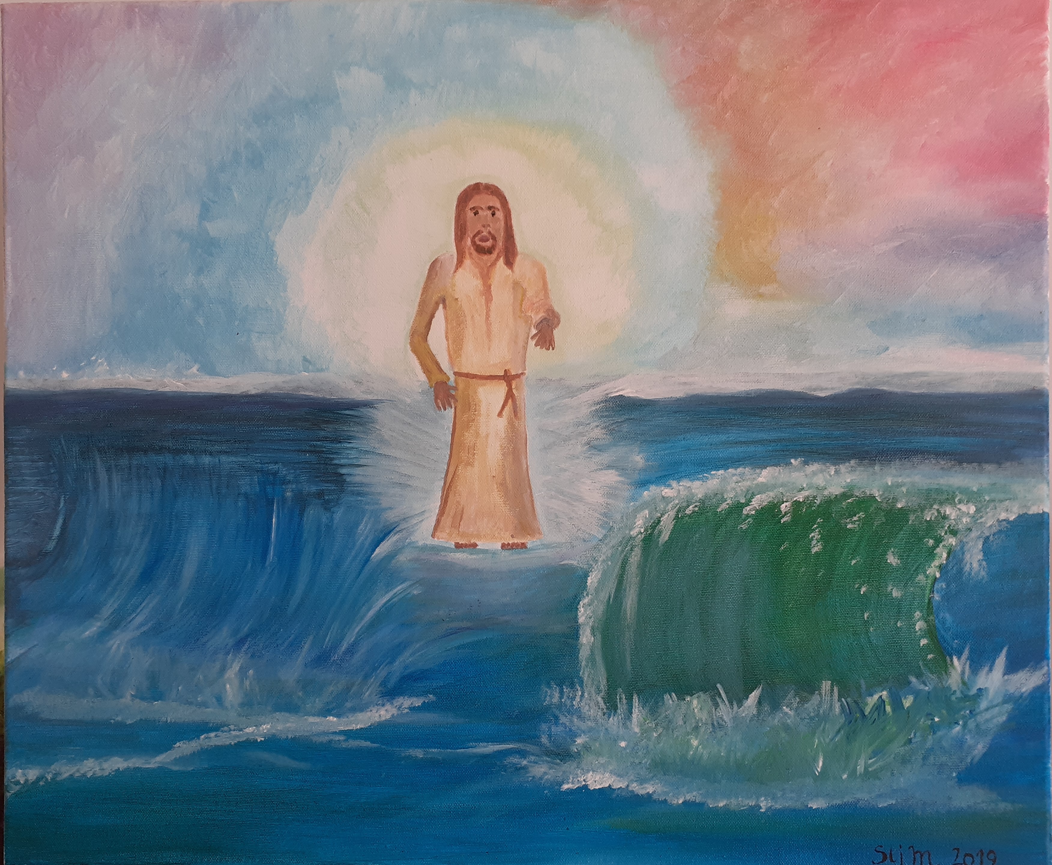 Matthieu 14-25, 55 x 46, Acrylique sur toile