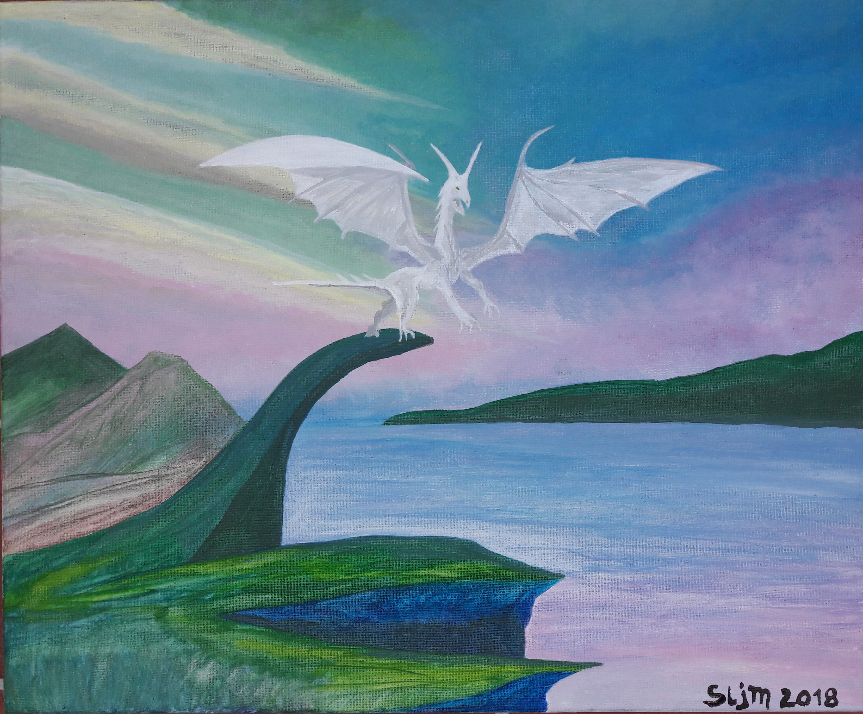 Le Dragon Blanc, 46 x 38, Acrylique sur toile