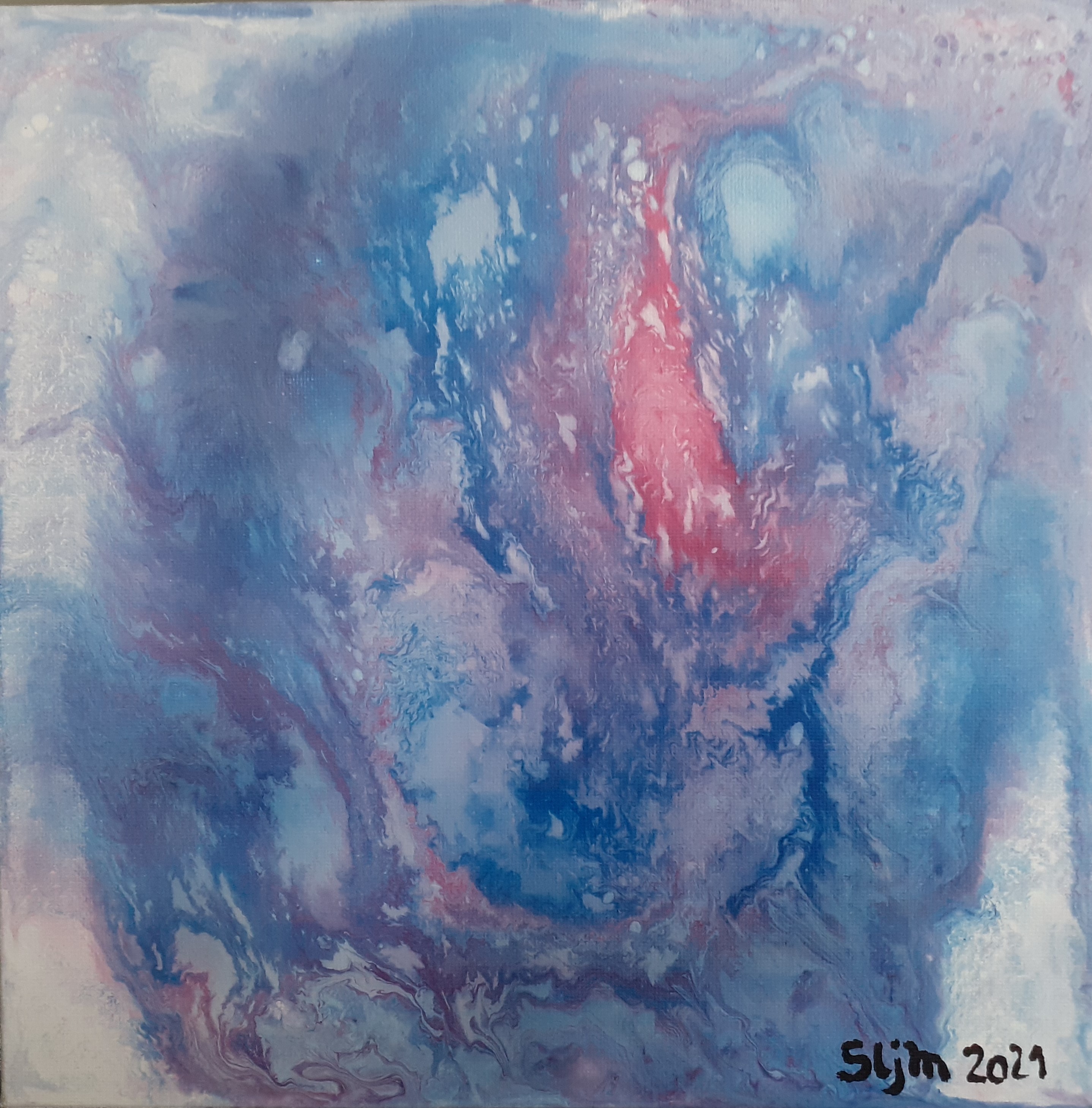 Dragon de Komodo, 29 x 29, Acrylique fluide sur toile