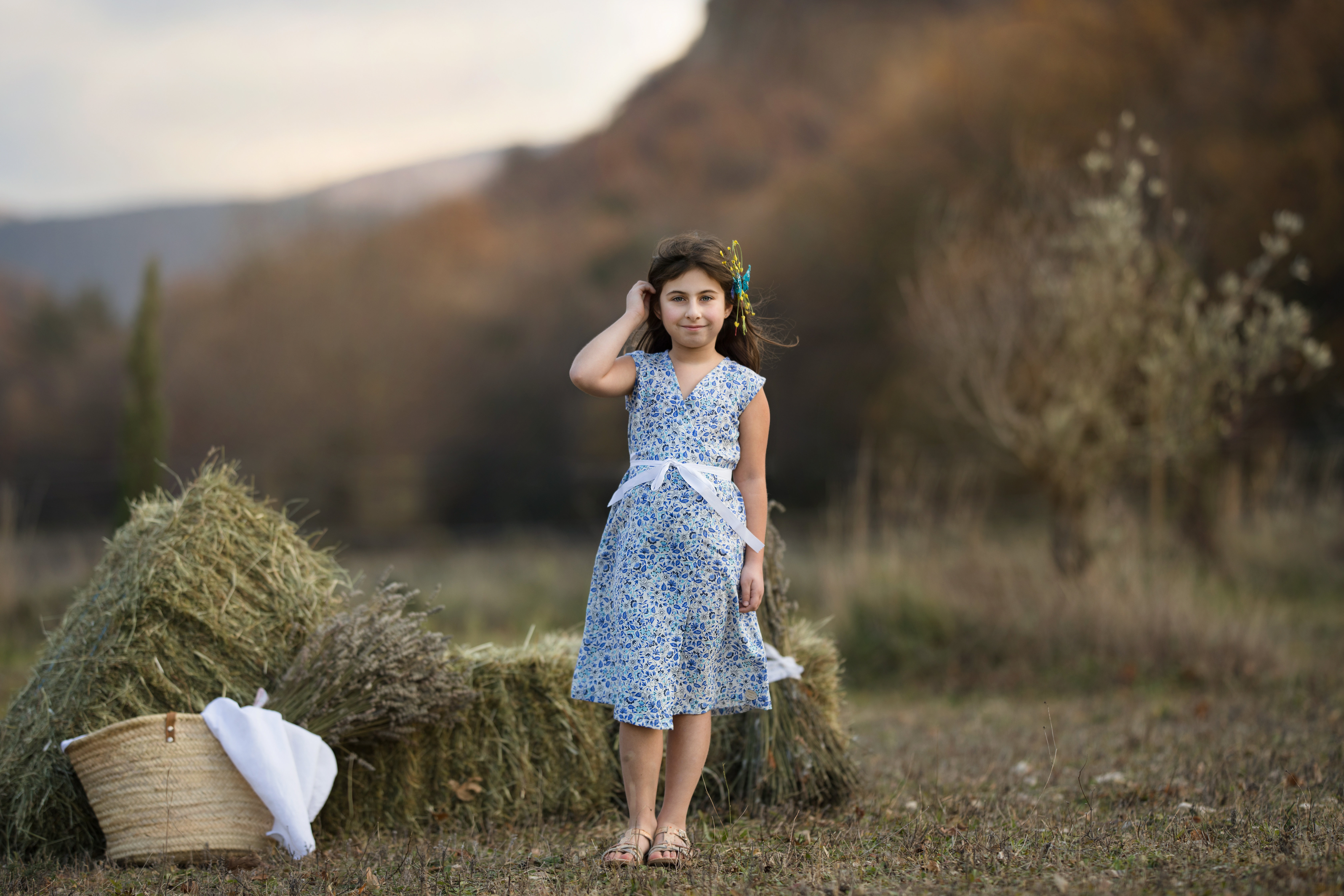 Robe en lin à fleurs.