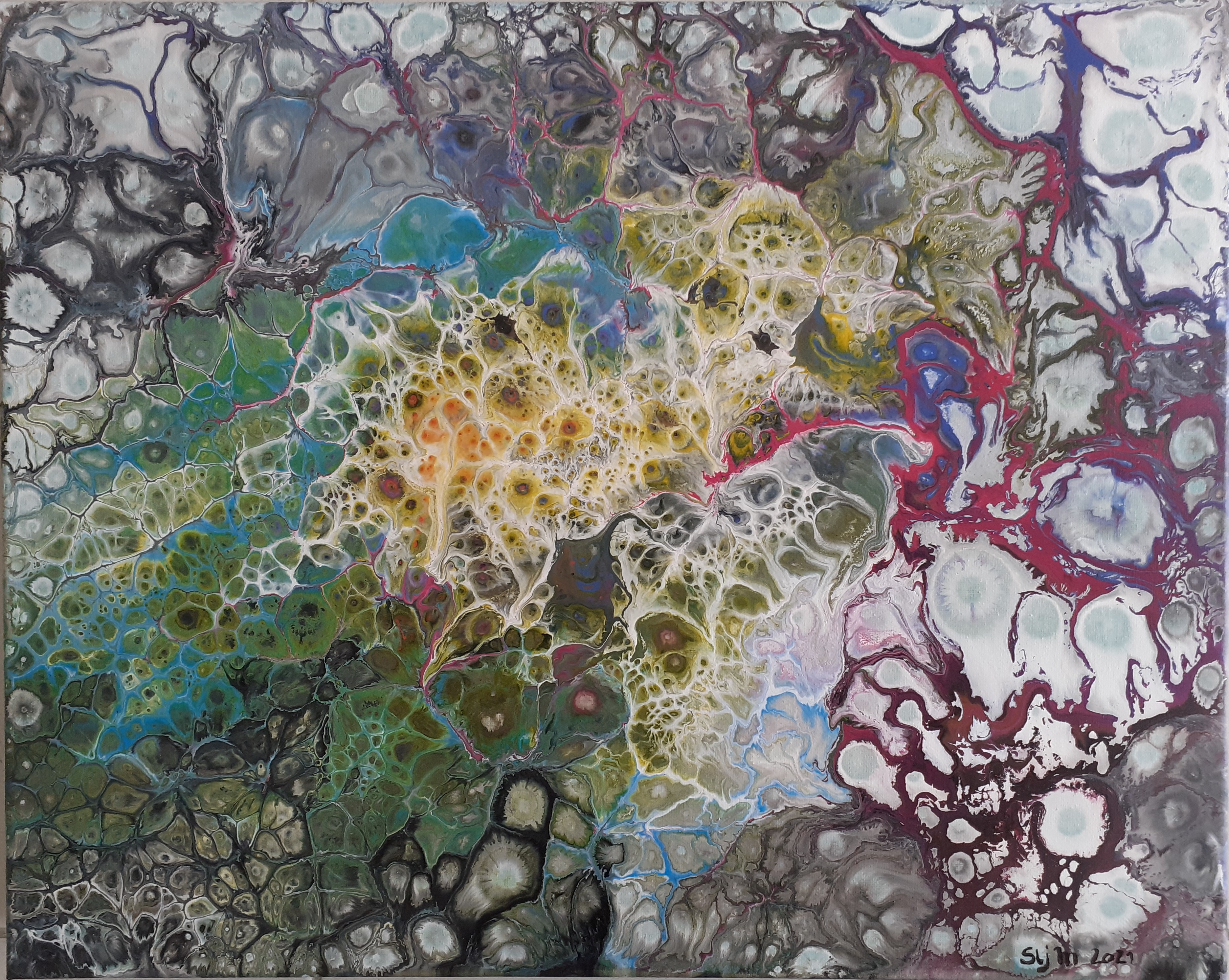 Corail, 40 x 50, acrylique fluide sur toile