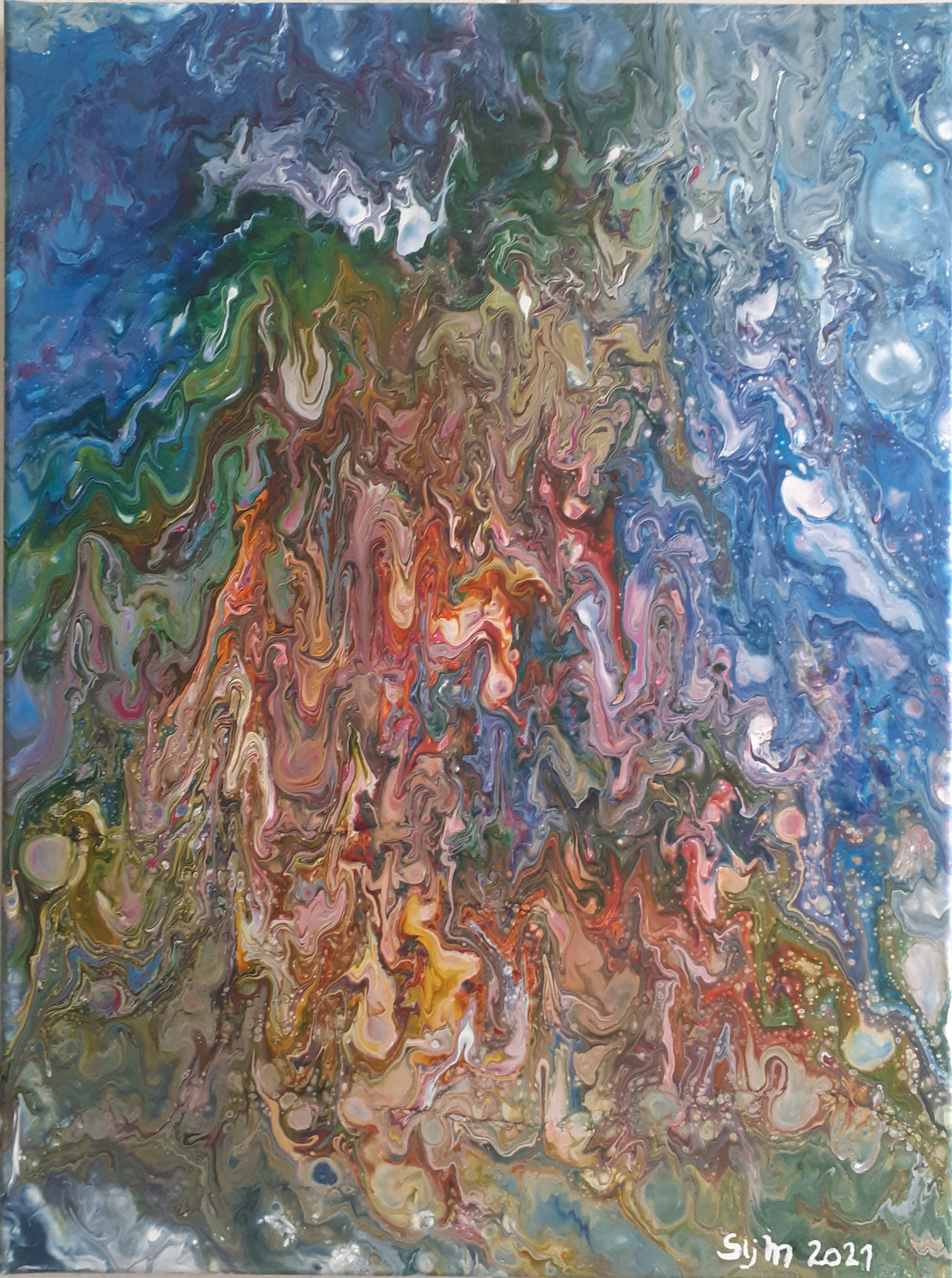 L'Antre du dragon, 30 x 40, acrylique fluide sur toile