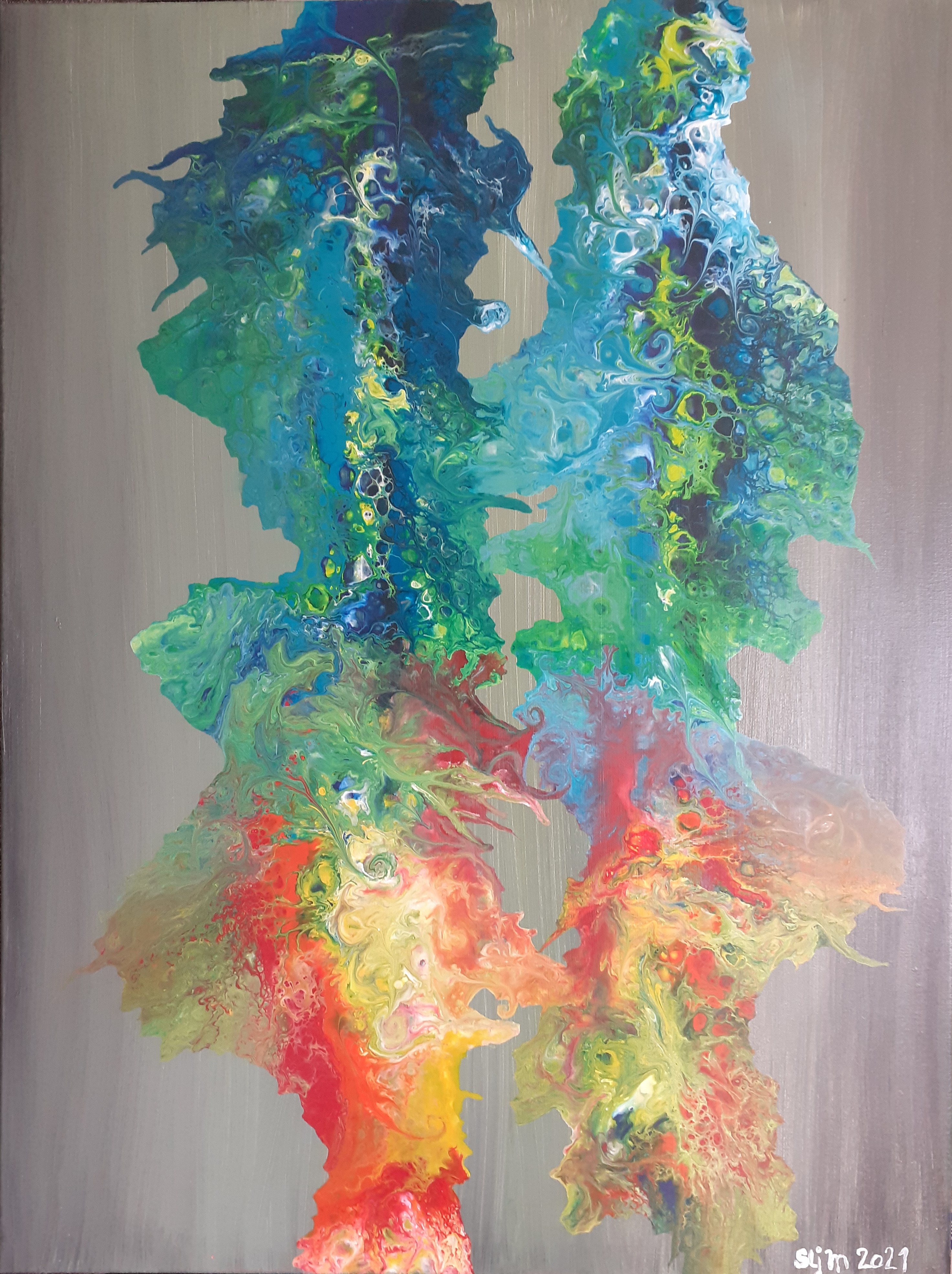 Le Couple, 60 x 80, acrylique fluide sur toile