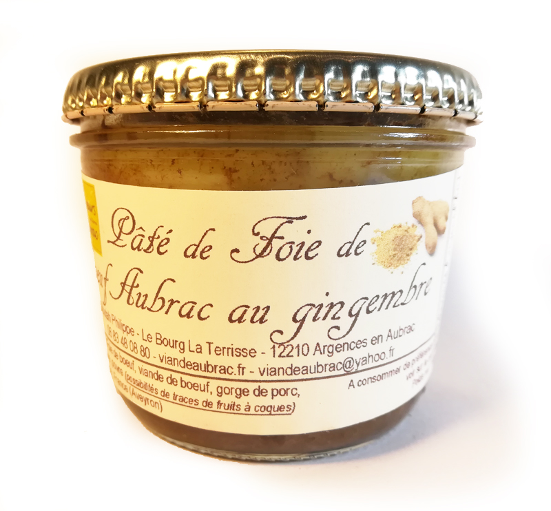 Ingrédients : Foie de boeuf, viande de boeuf, gorge de porc, sel, gingembre, poivre 
(possibilités de traces de fruits à coques)                            
Origine viande : France (Aveyron)