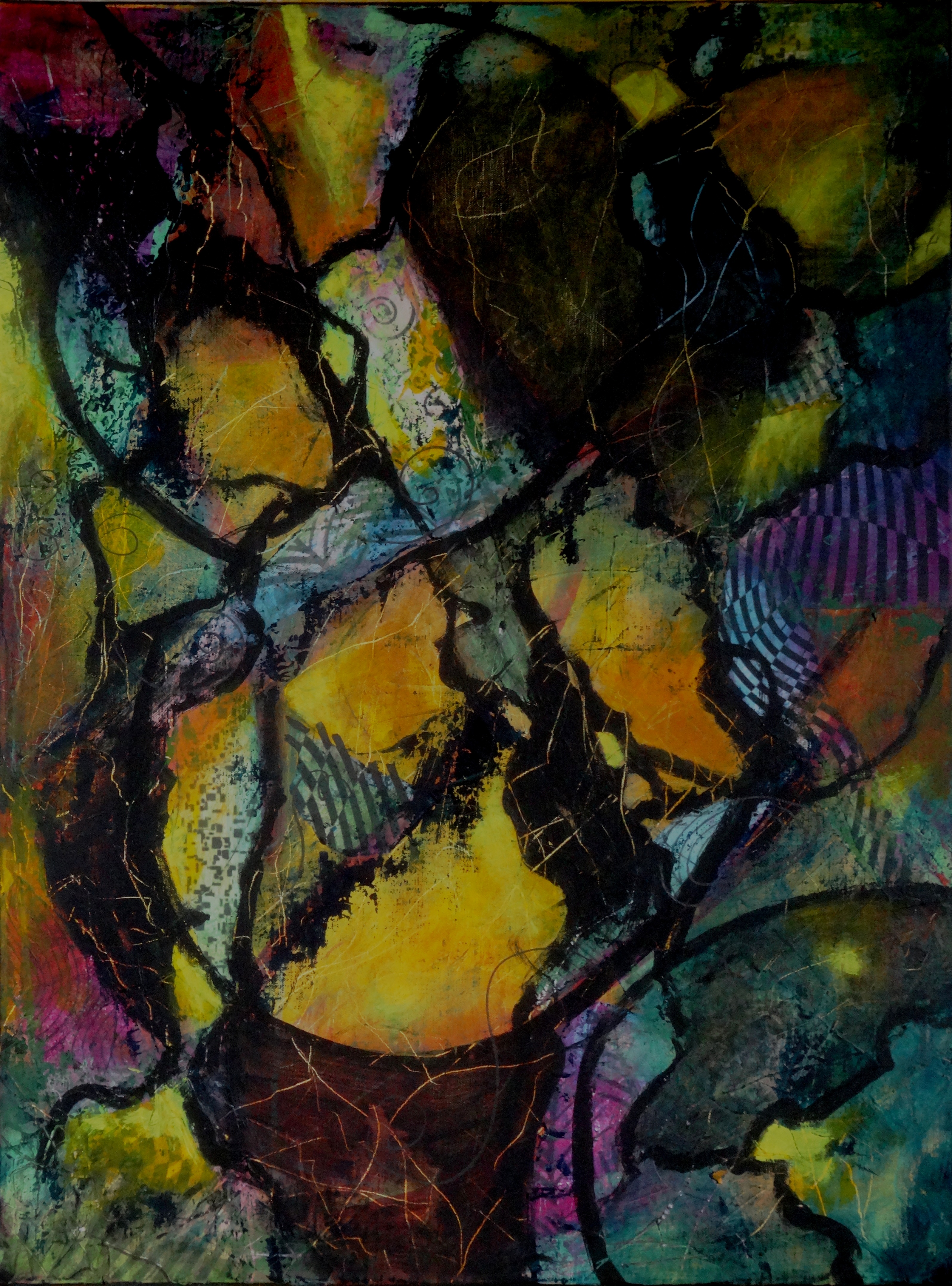 Collage et acrylique sur toile 60x80cm