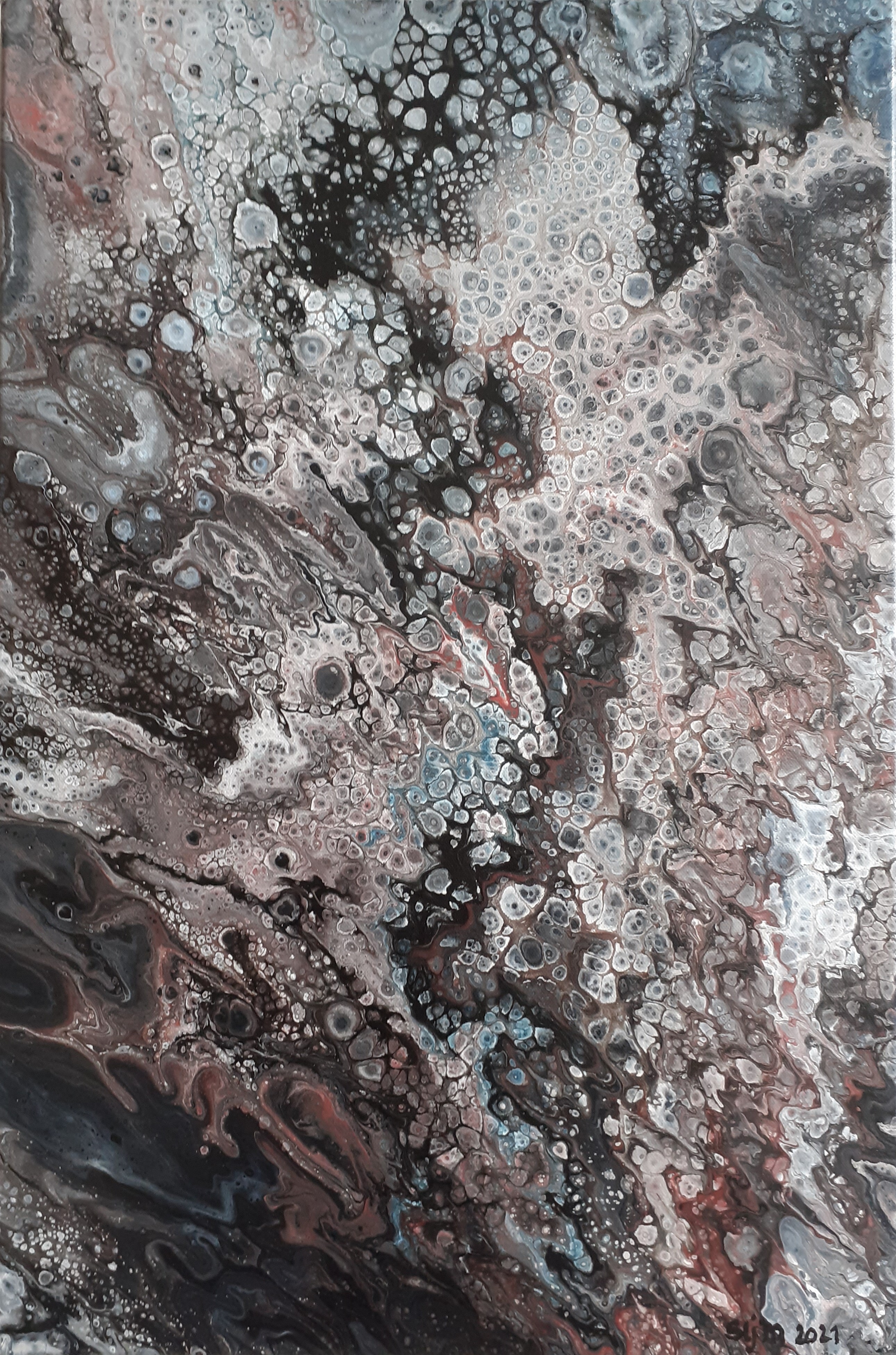 L'affrontement, 40 x 60, Acrylique fluide sur toile