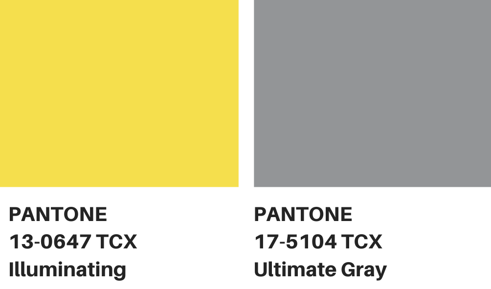 couleur pantone 2021 mariage jaune illuminating et gris ultimate