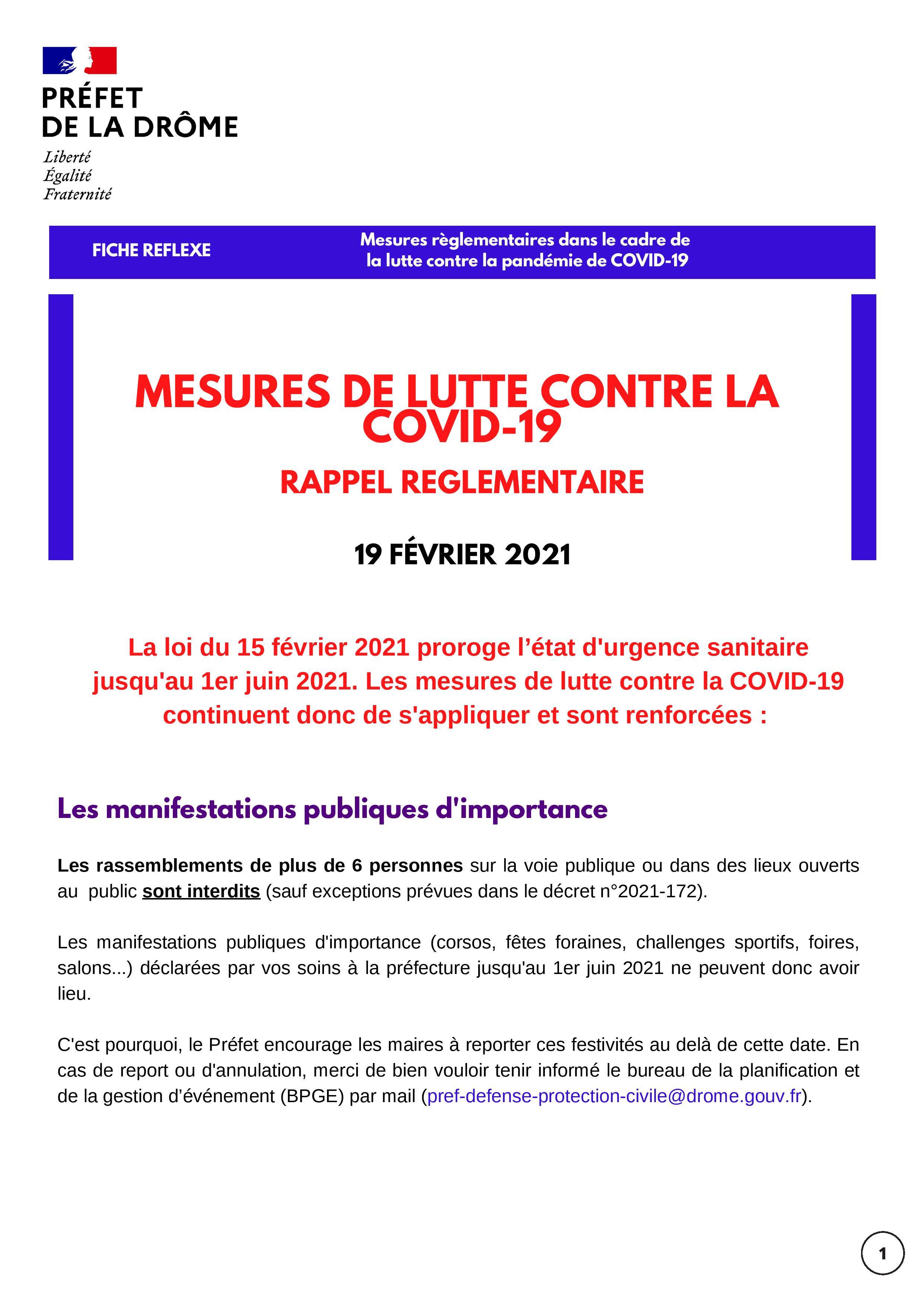 Covid-19 Fiche reflexe