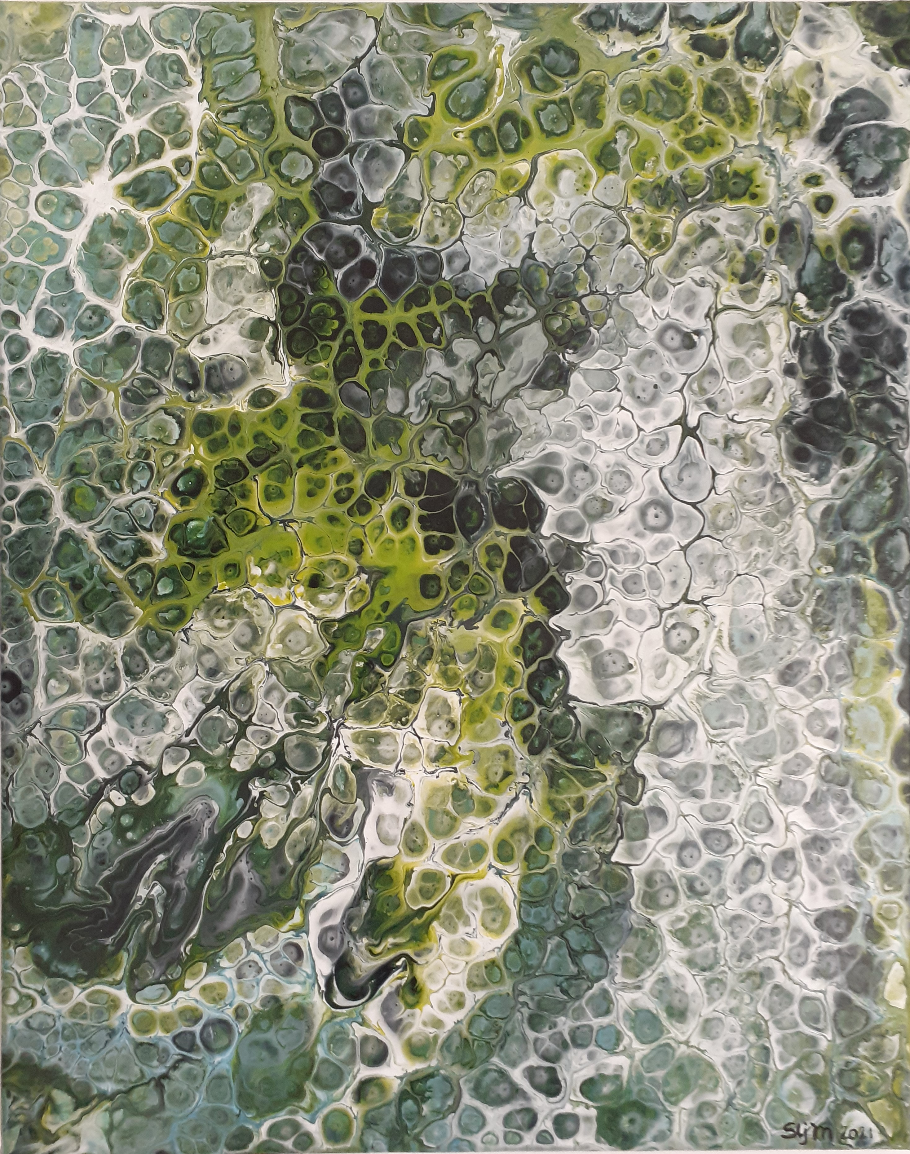 La fillette et le crocodile, 40 x 50, Acrylique fluide sur toile