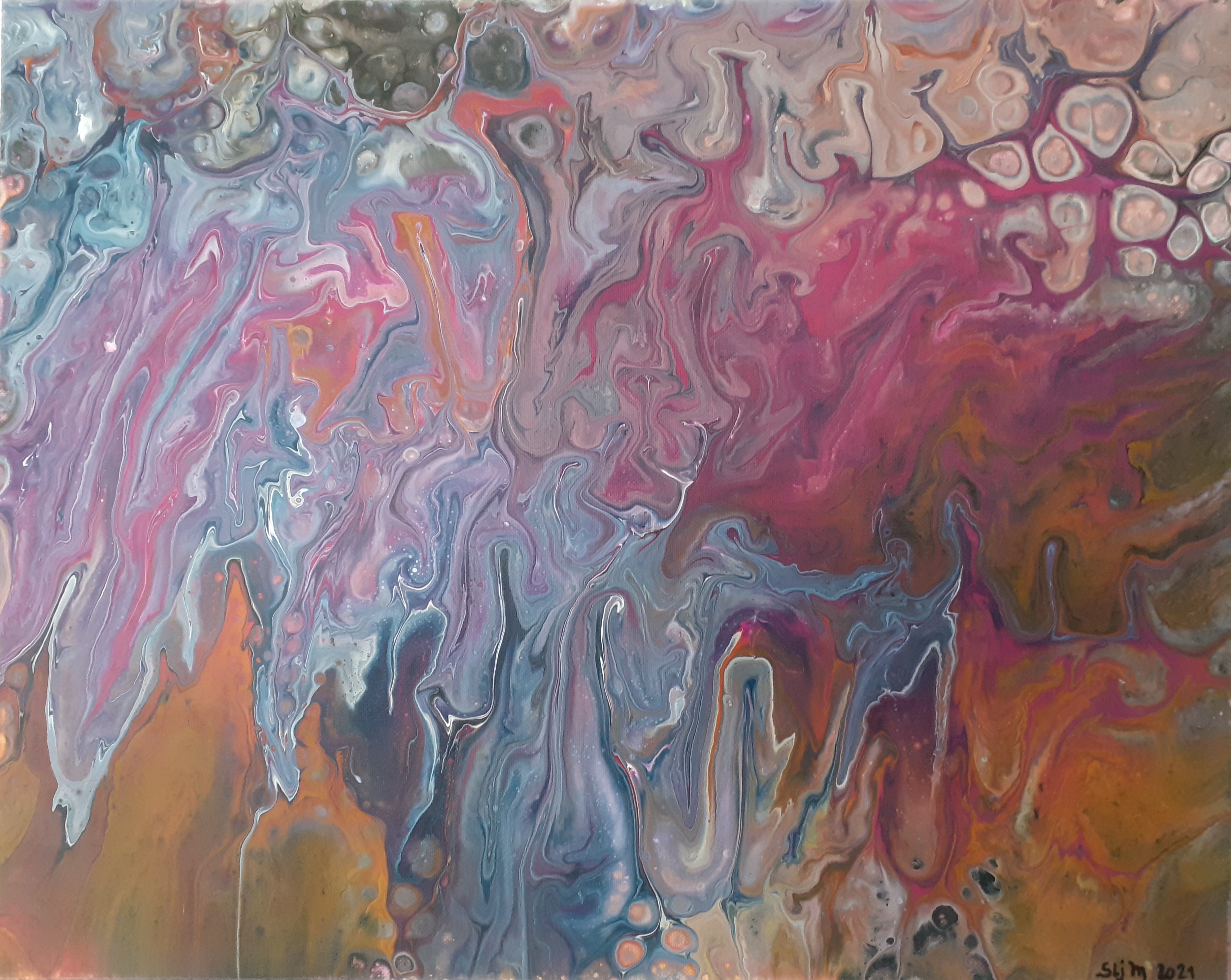 Cérémonie, 40 x 50, Acrylique fluide sur toile