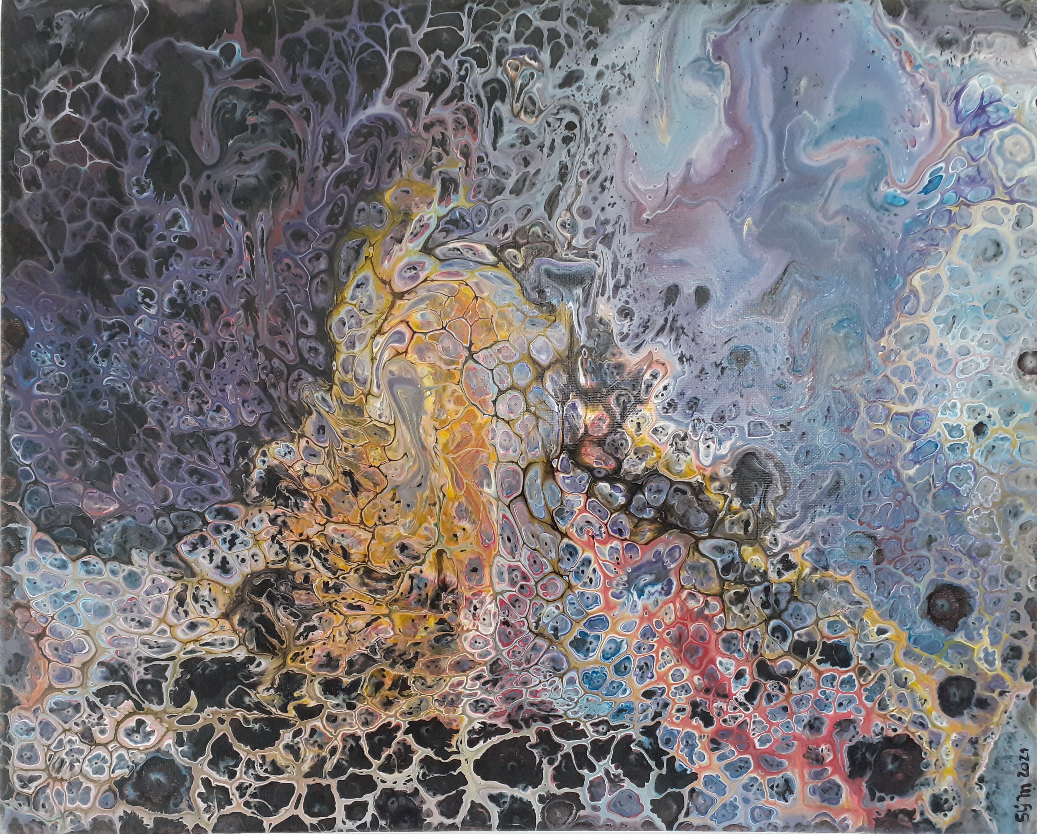 Le Shaman, 40 x 50, Acrylique fluide sur toile